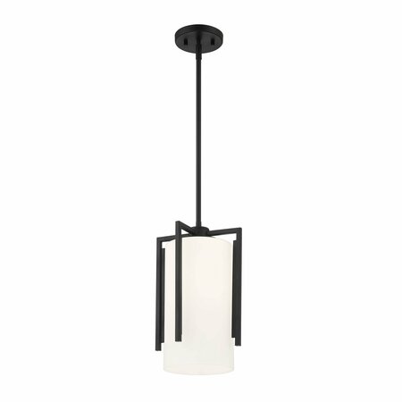 DESIGNERS FOUNTAIN Cambria 60 Watt 1 Light Matte Black Pendant with Etched Opal Glass Shade D258M-9P-MB